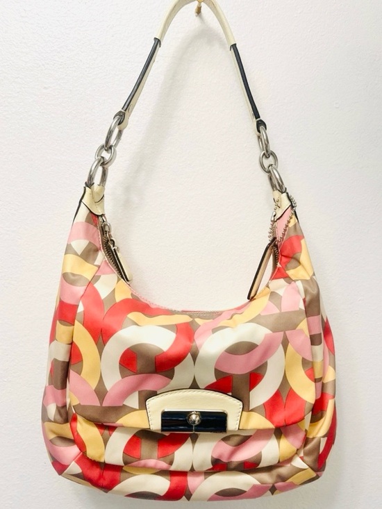 Coach Handbags - COACH Kristin Op Art Yellow Multicolor Satin Hobo Shoulder Bag 2013 #F22745 EUC